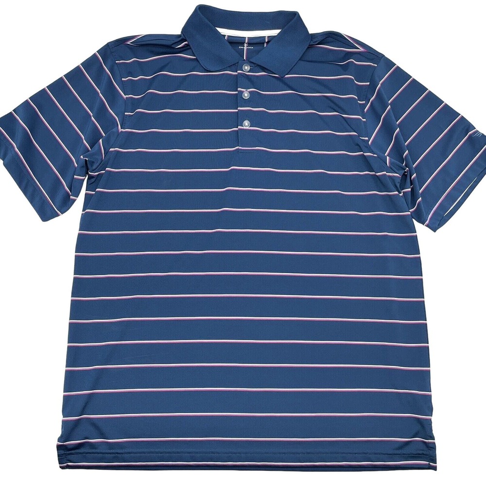 Tommy Bahama Dri-Logic Navy Blue Striped Sport Golf Shirt Men's Size M